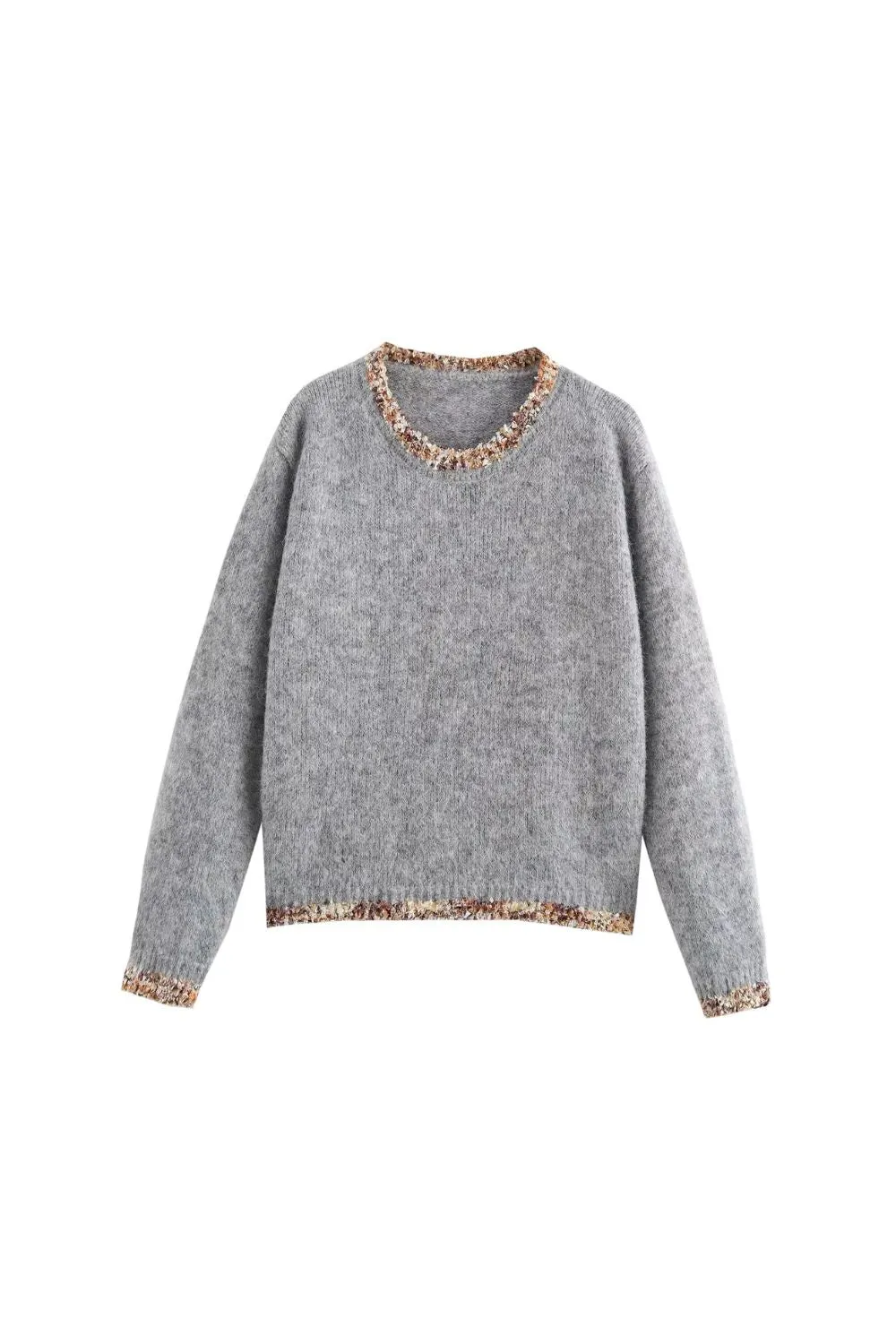 ' Georgia'Long Sleeve Lace-Trimmed Round Neck Knit （3 color)