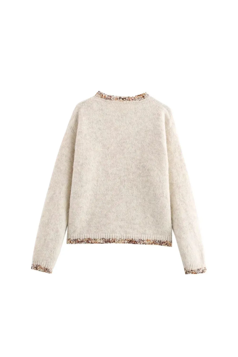 ' Georgia'Long Sleeve Lace-Trimmed Round Neck Knit （3 color)