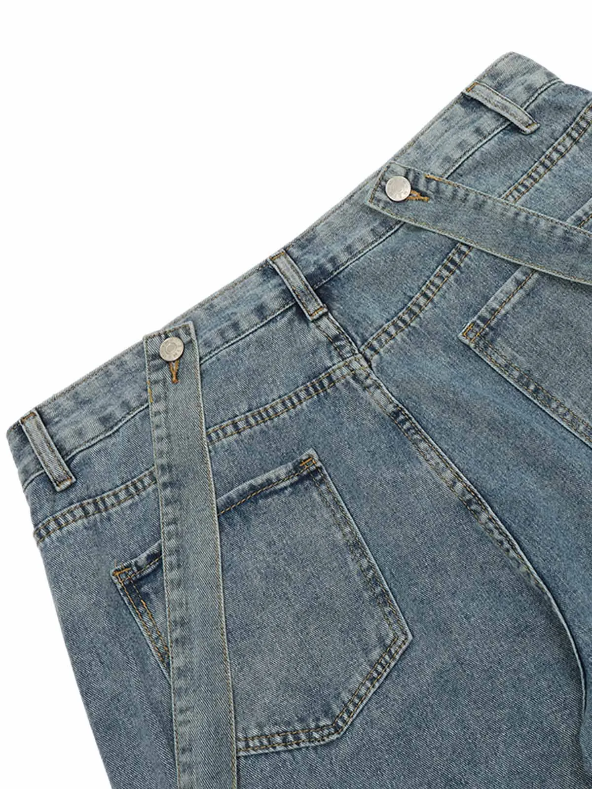 1984 Retro Detachable Strap Multi-Pocket Jeans