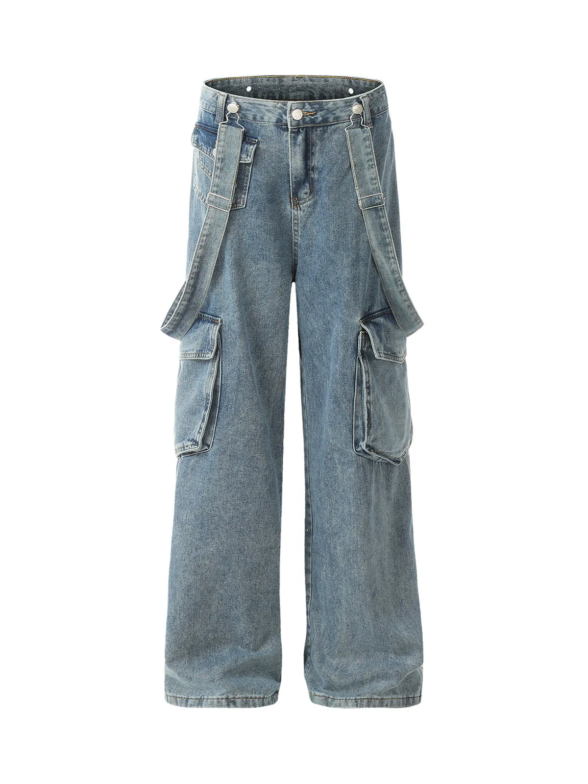 1984 Retro Detachable Strap Multi-Pocket Jeans