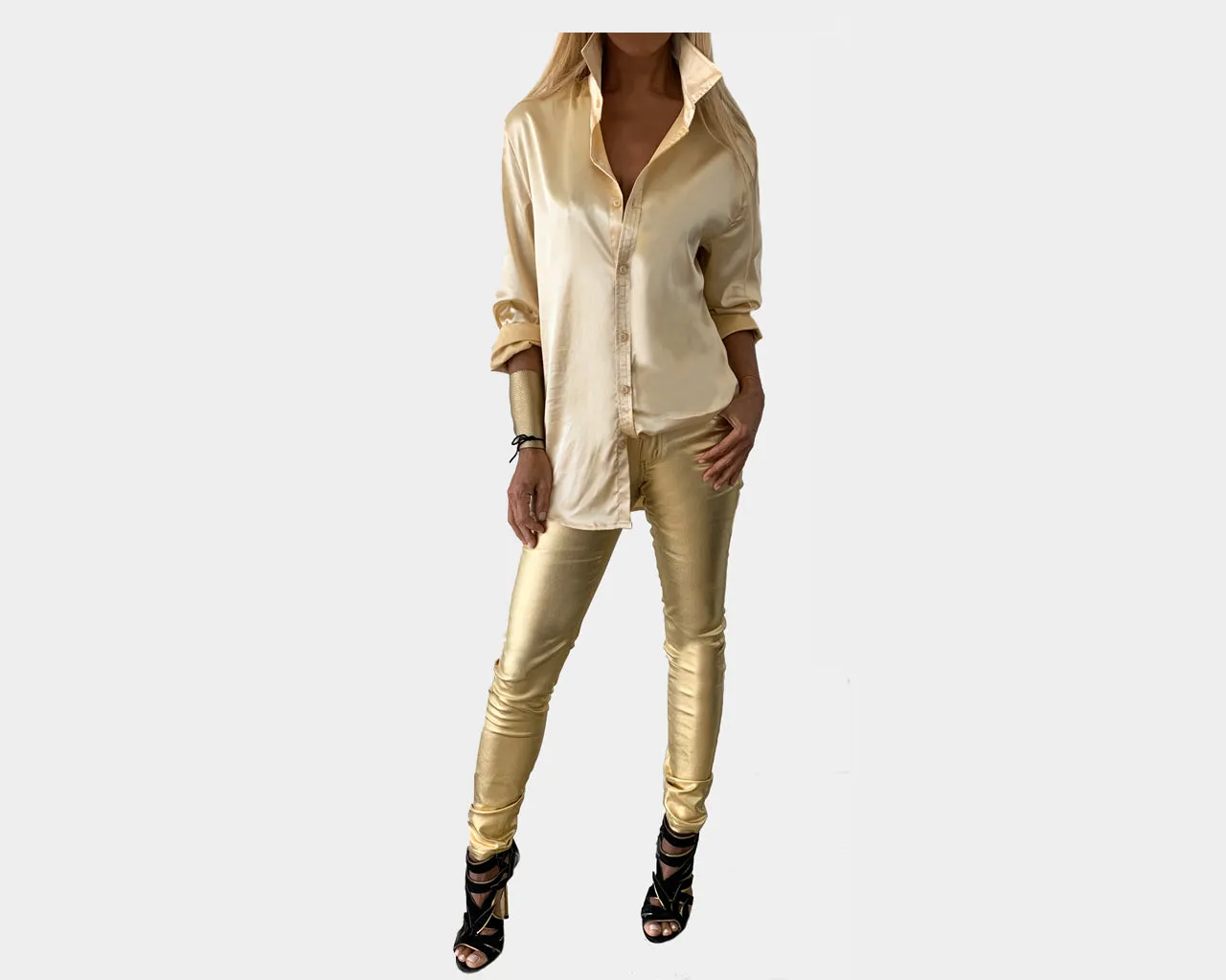 2  Champagne Royale Vegan-Leather jeans - The Milano