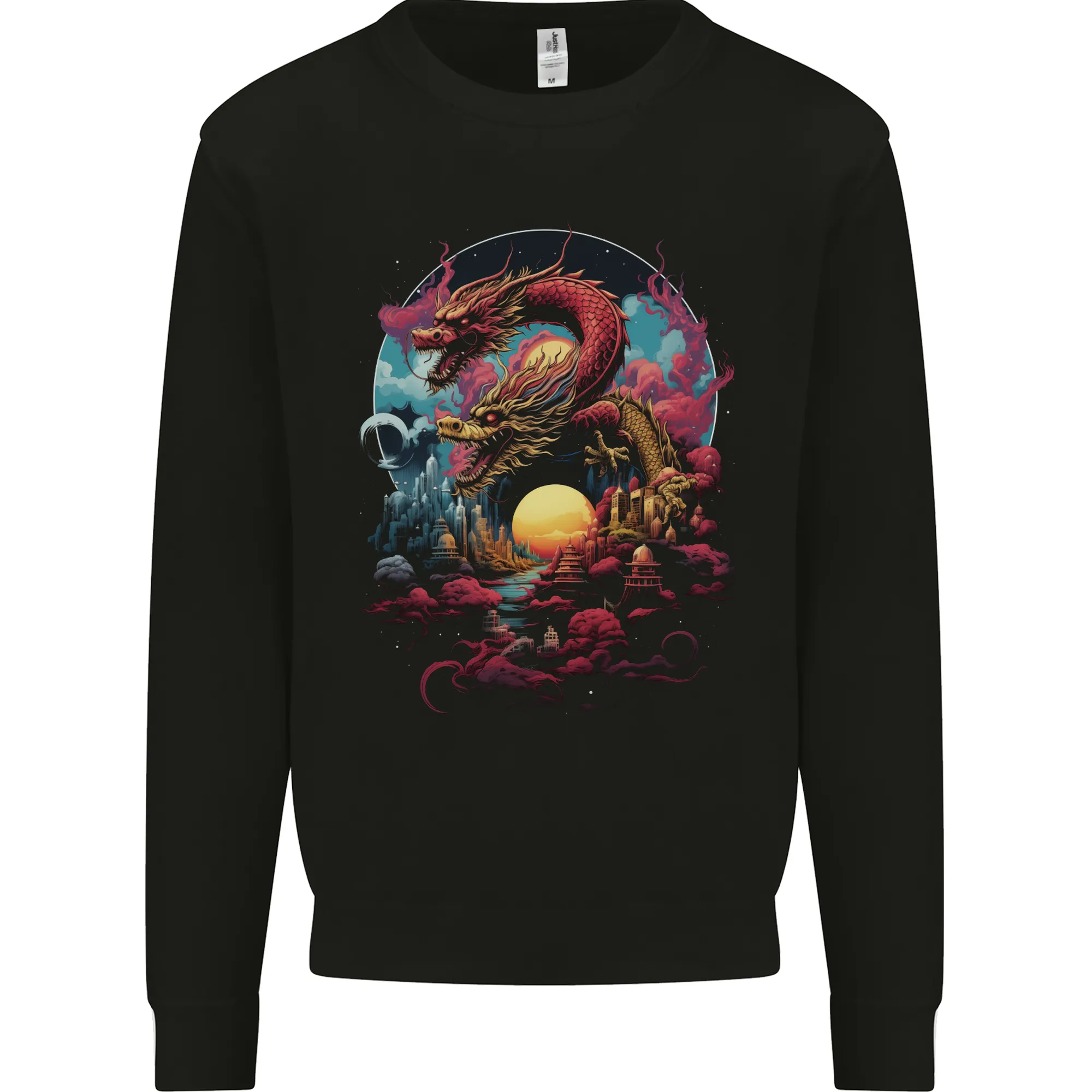 2 Sunset Fantasy Dragons Mens Sweatshirt Jumper