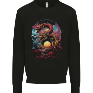 2 Sunset Fantasy Dragons Mens Sweatshirt Jumper