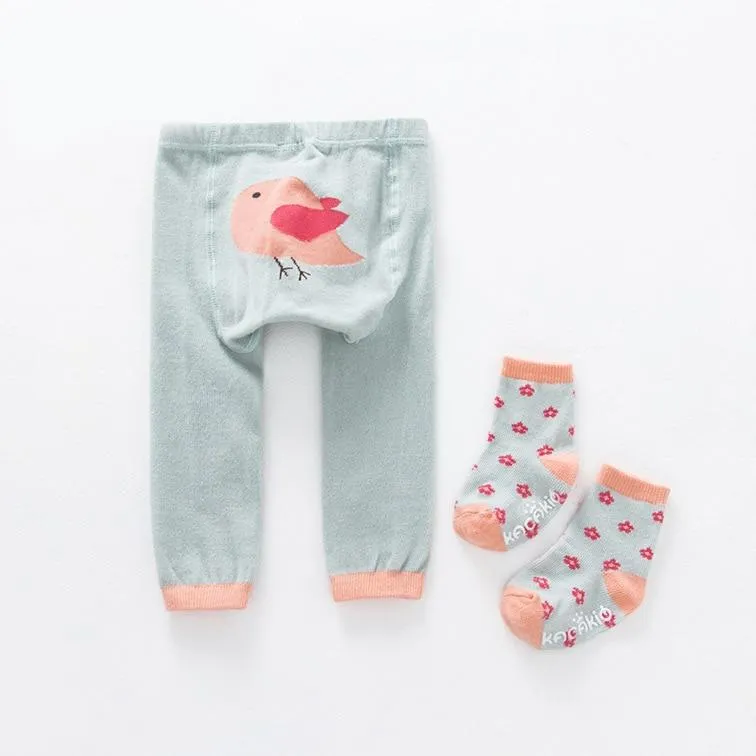 2Pcs/Set Baby Cute Animal Winter Warm Soft Combed Cotton Tights