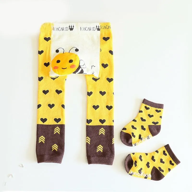 2Pcs/Set Baby Cute Animal Winter Warm Soft Combed Cotton Tights