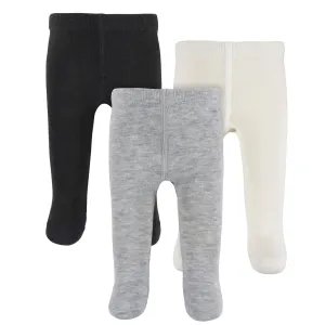 3-Pack Baby and Toddler Girls Black, Ivory, & Grey Heather Tights