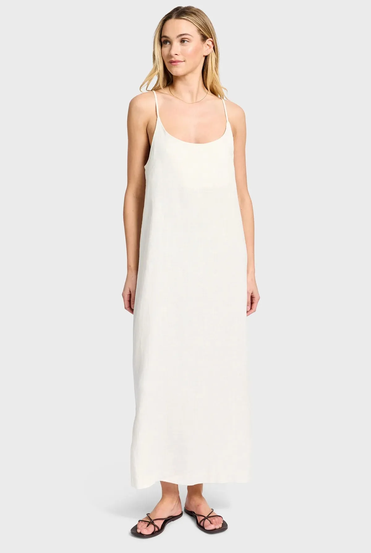 ACADEMY BRAND - Essential Linen Slip Dress - Light Almond