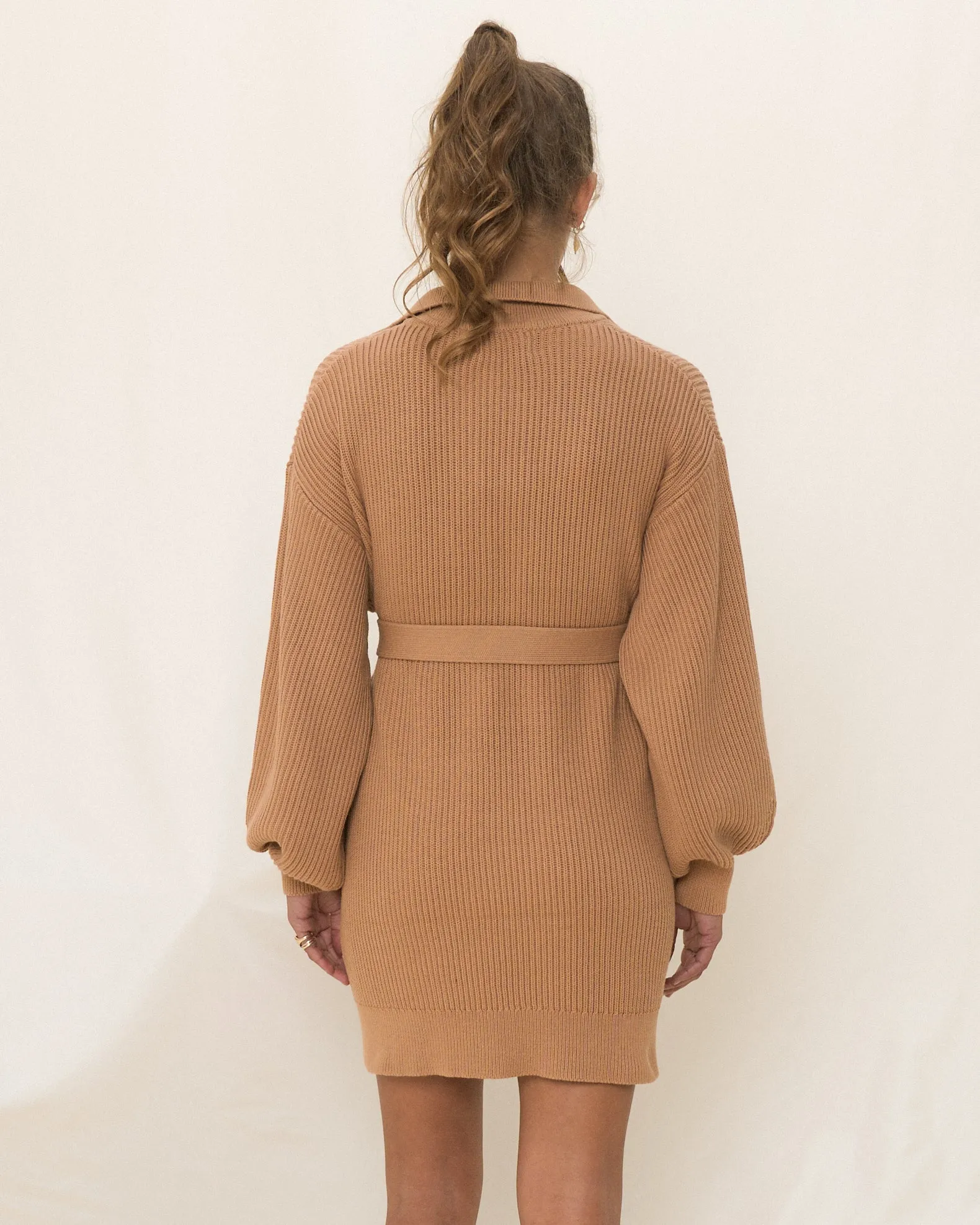 Alix Brown Knit Mini Dress