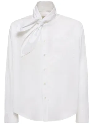 AMI Paris   Scarf collar cotton poplin shirt 