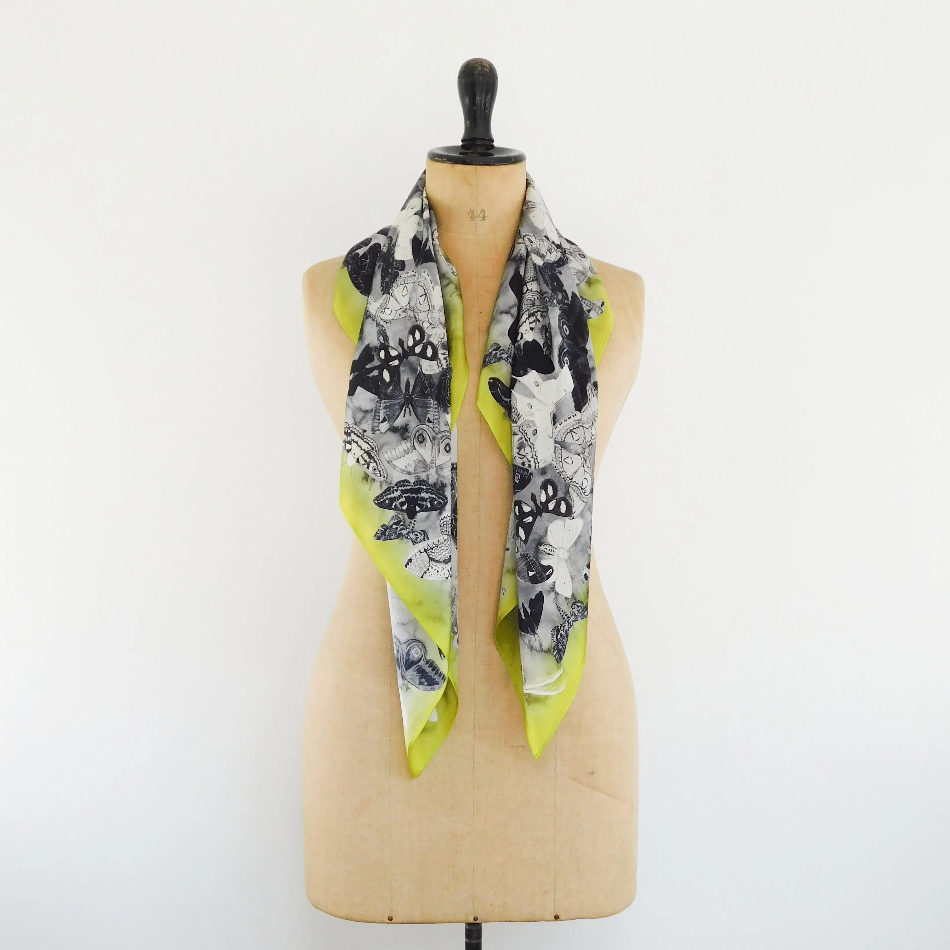 Archaeolepis Moth Print Silk Satin Busy Lizzie Scarf