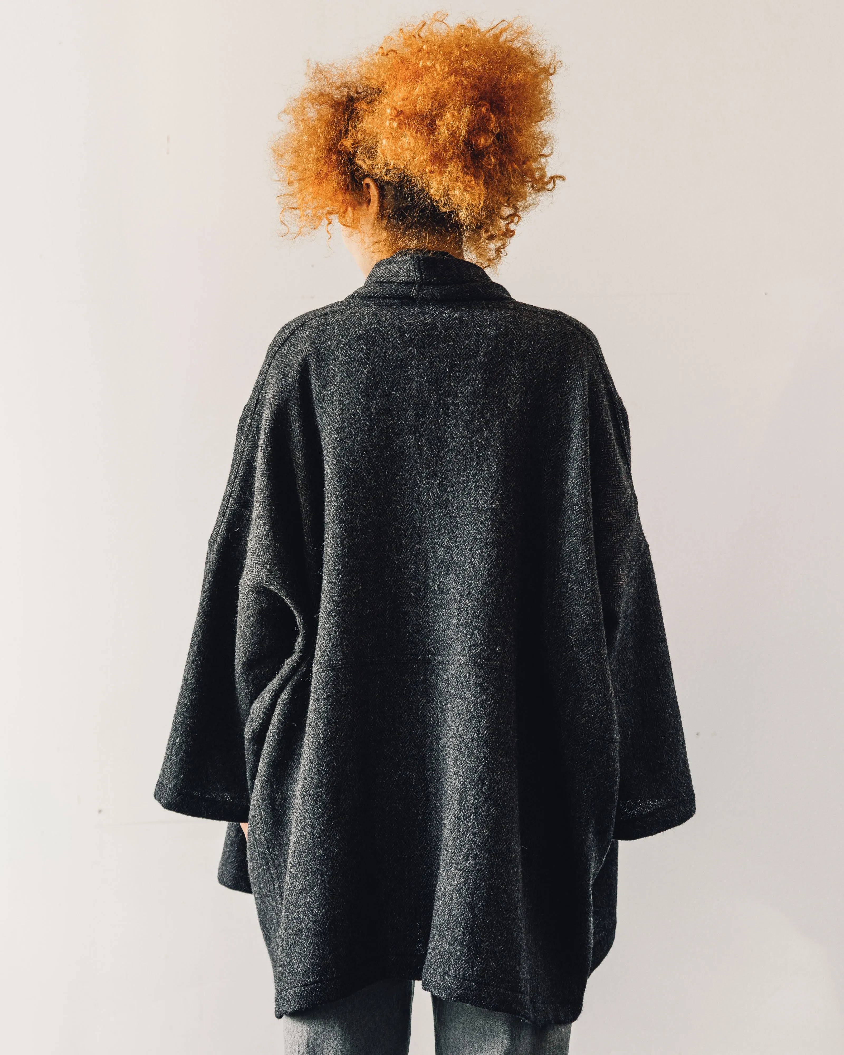 Atelier Delphine Haori Coat, Deep Sea Herringbone