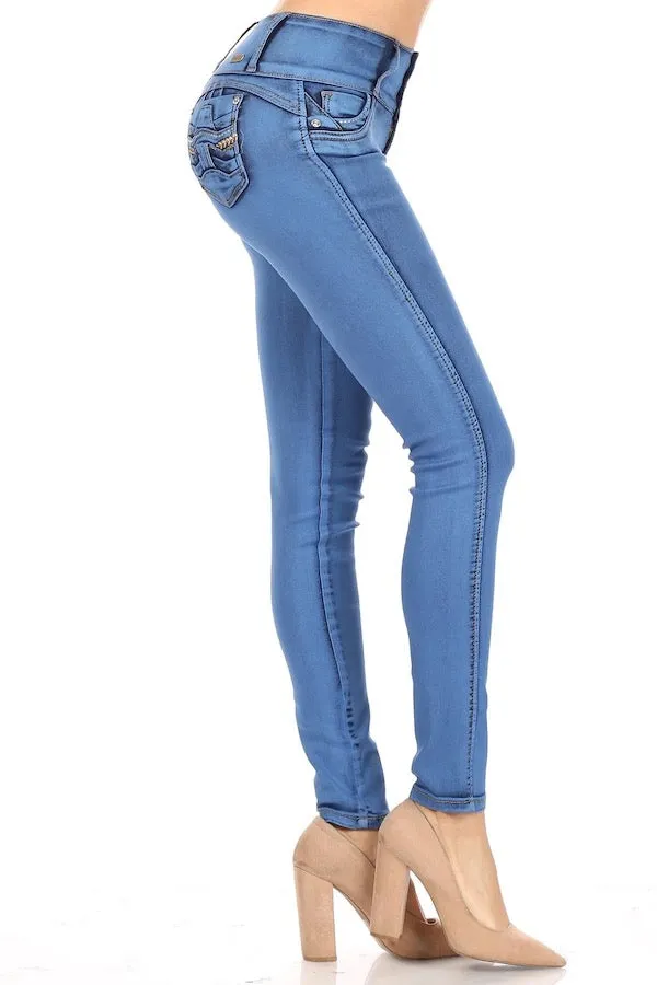 Awestruck High Waist Jeans With Embellished Pockets