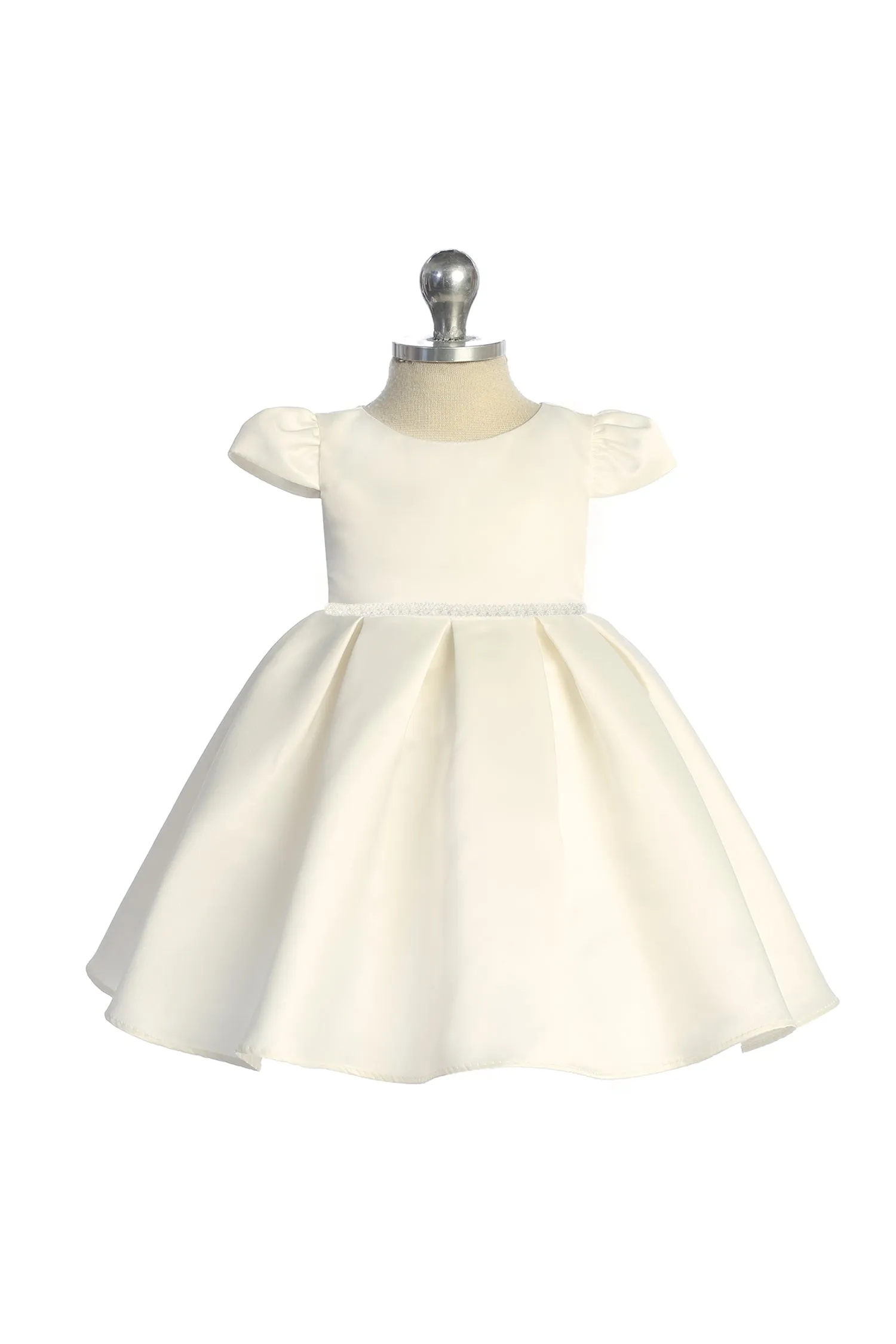 Baby Girls Ivory Classic Cap Sleeve Pleated Dress 6-24 Months