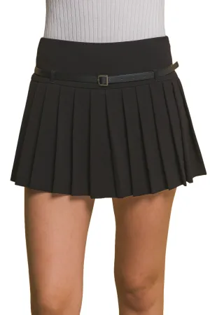 Beautiful Chaos Belted Pleated Mini Skirt