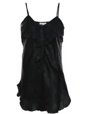 Black Classic Frilled Slip Dress - M