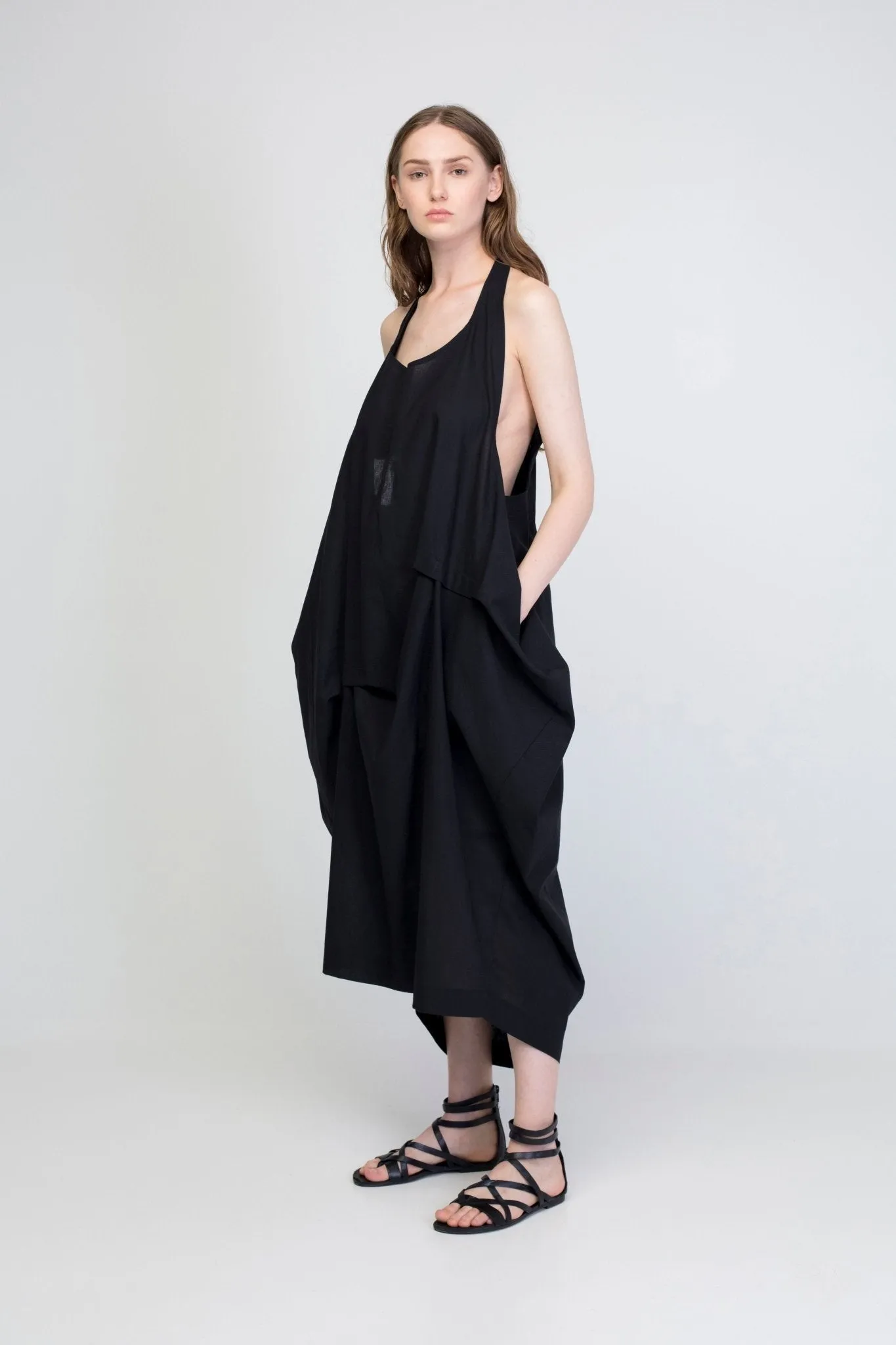 Black Tencel  Balloon Dress