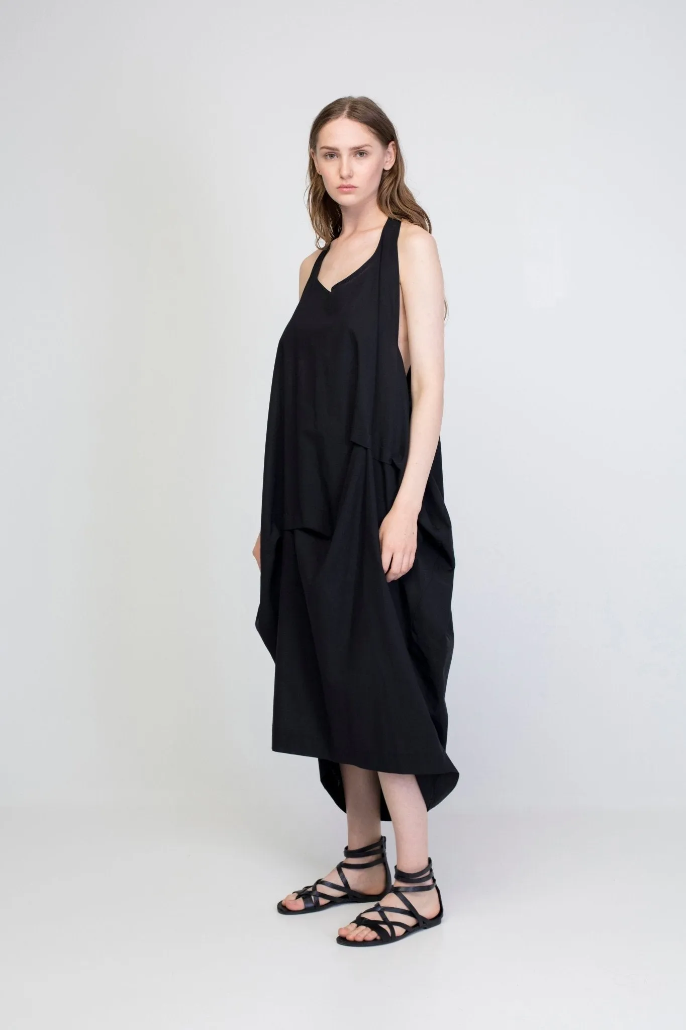 Black Tencel  Balloon Dress