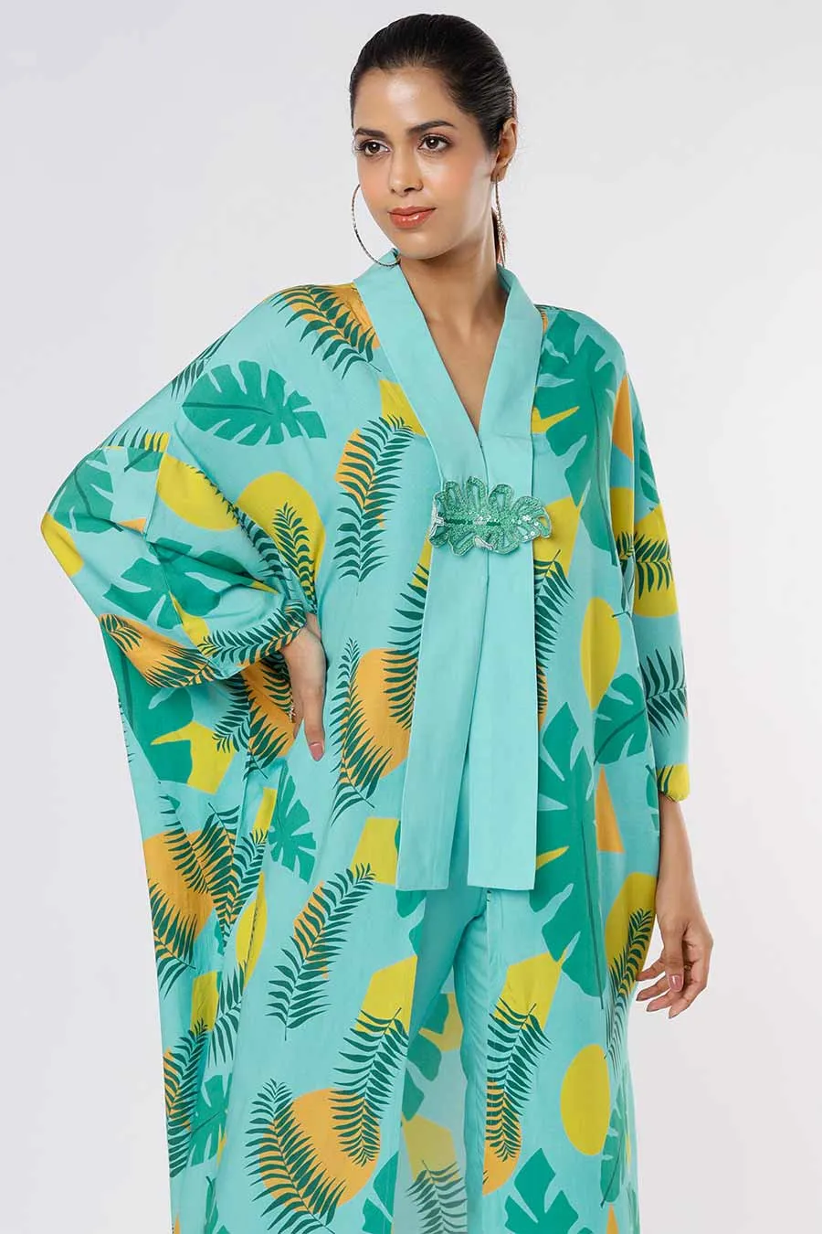 Blue Tropical Print Co-Ord Set