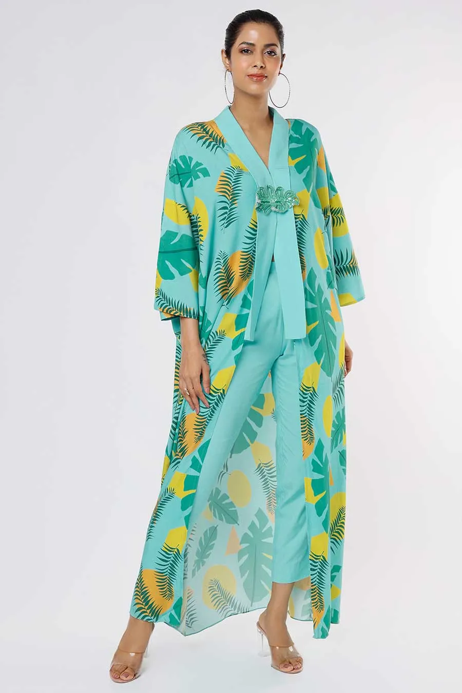 Blue Tropical Print Co-Ord Set