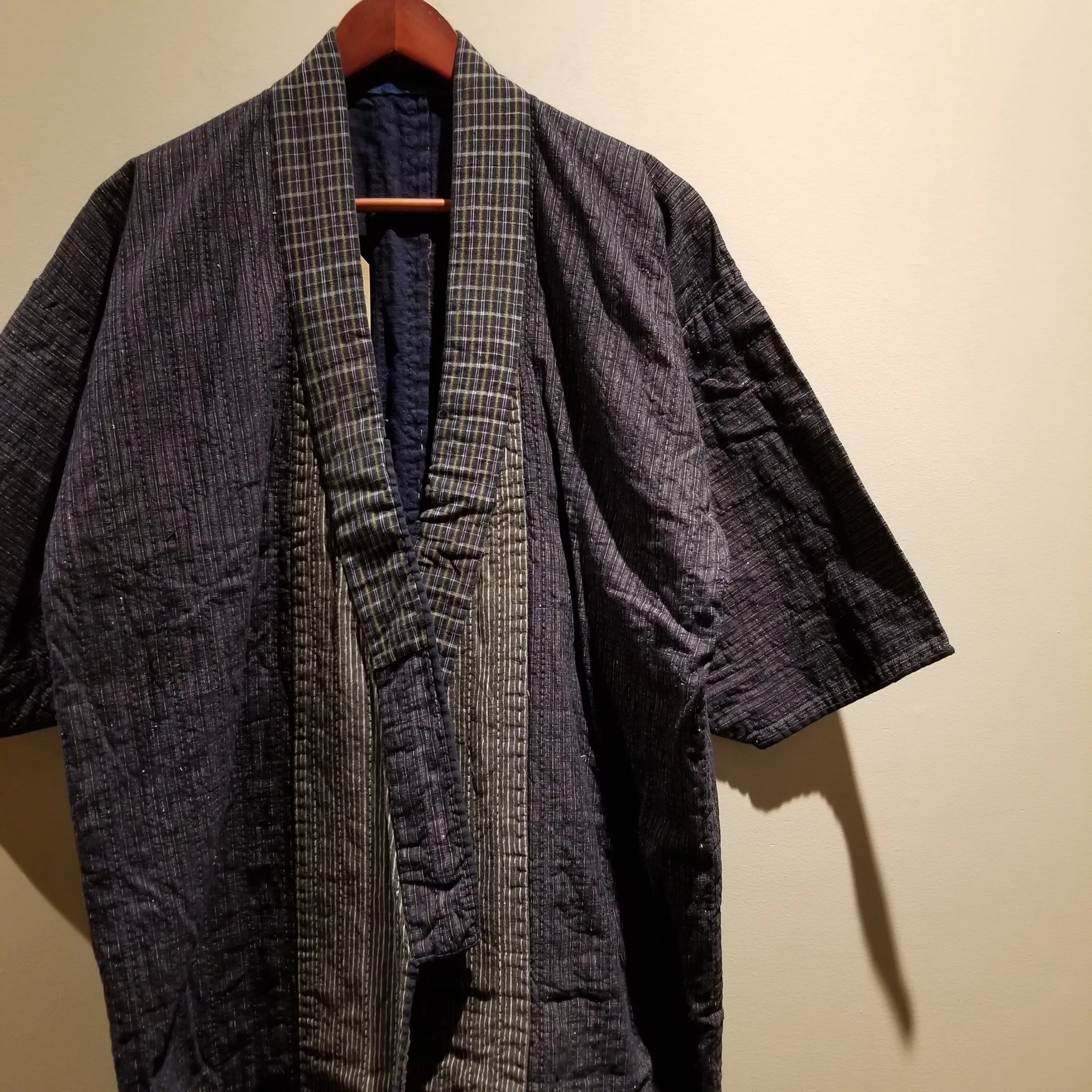 Boro Sashiko Folk Long Noragi Jacket