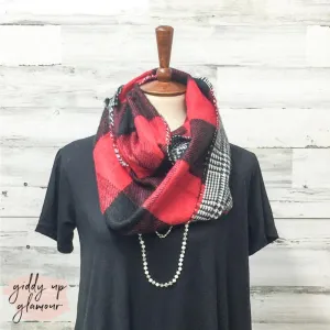 Buffalo Plaid Infinity Scarf in Red