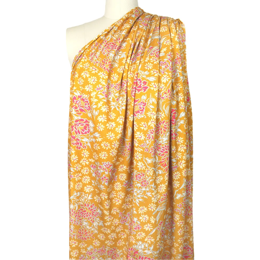 CA designer 'butterscotch blooms' printed rayon/spandex knit