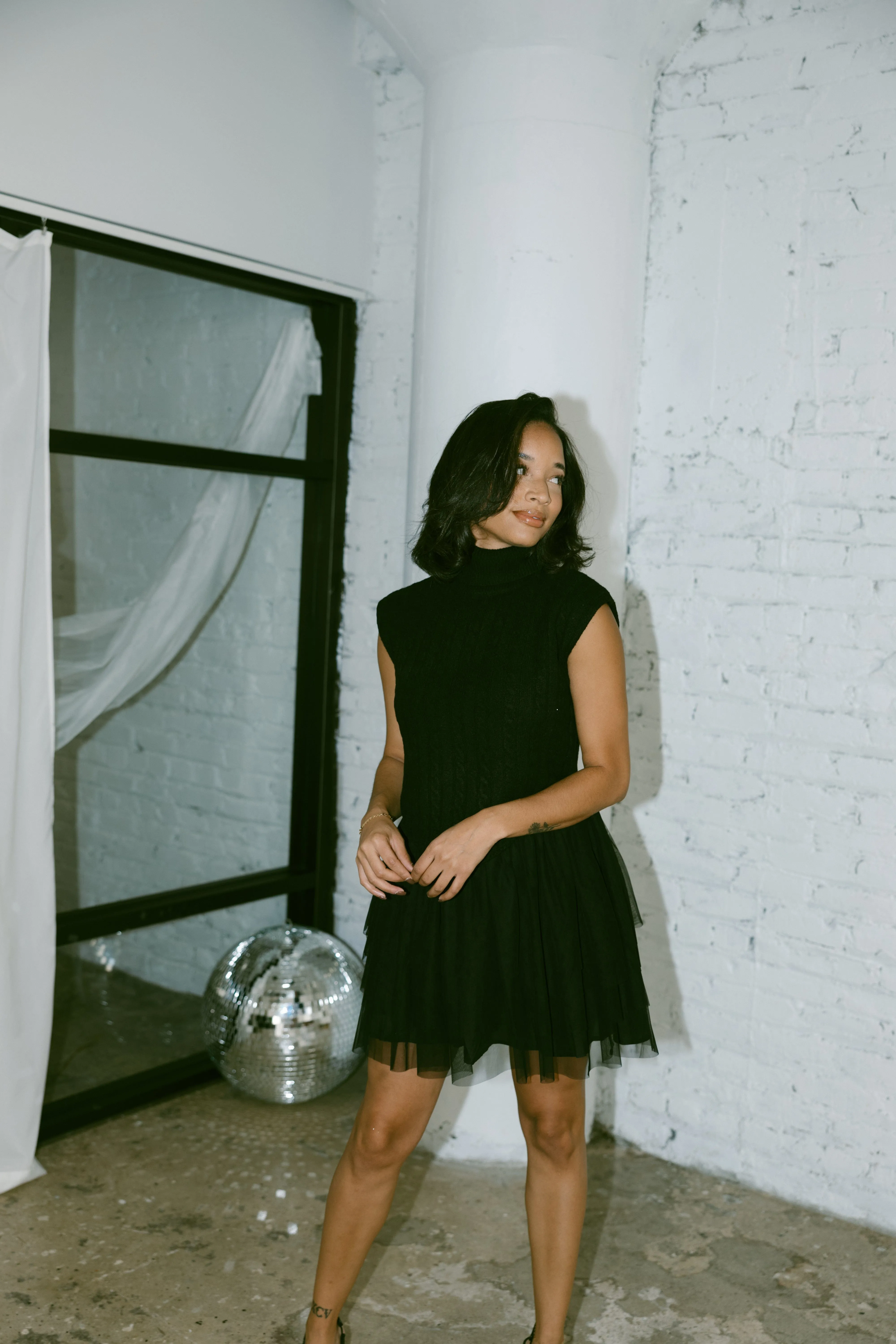 Cable Knit Tulle Dress