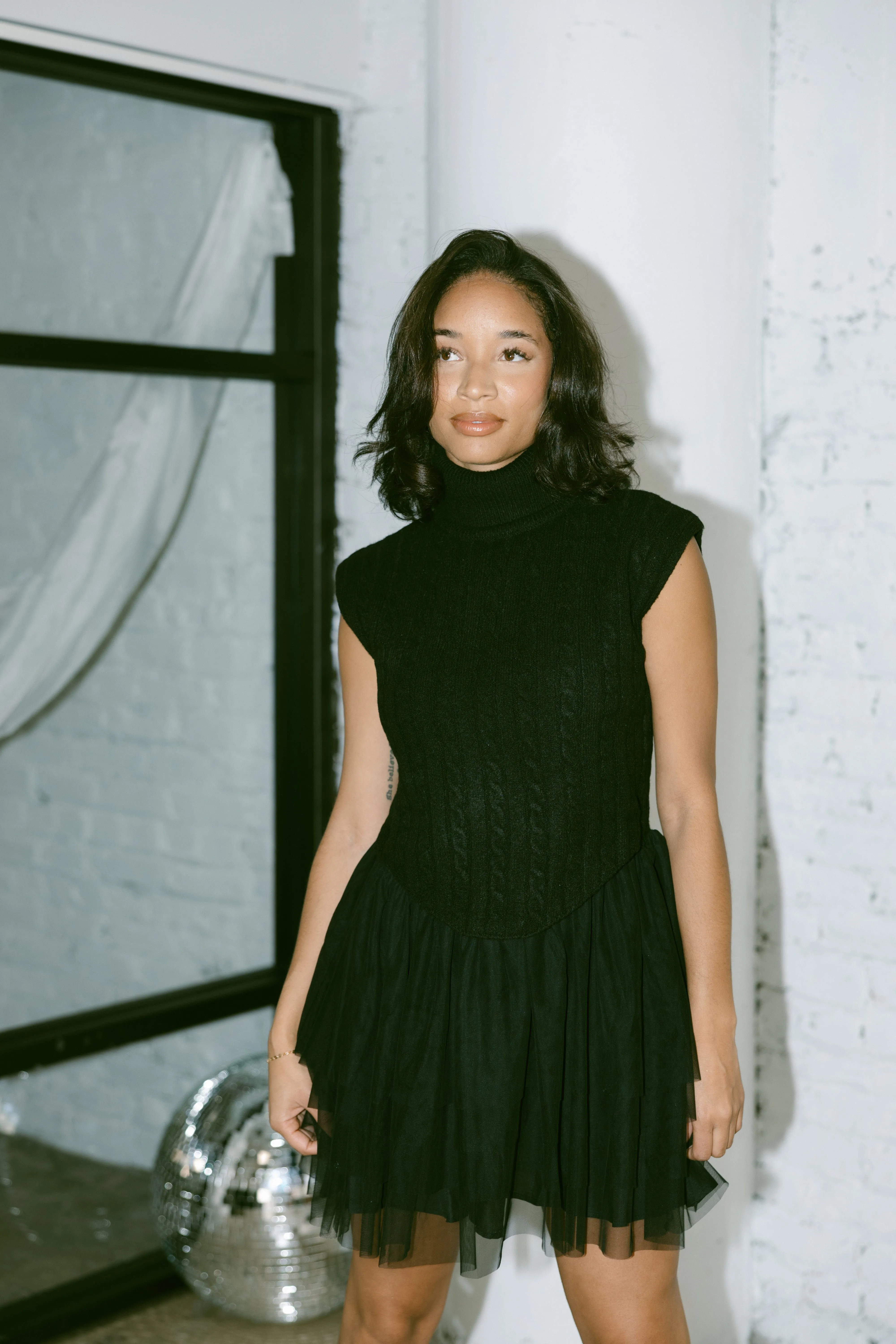 Cable Knit Tulle Dress