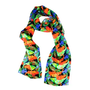 Camouflage of Chameleons Print Silk Amelia Aviator Scarf