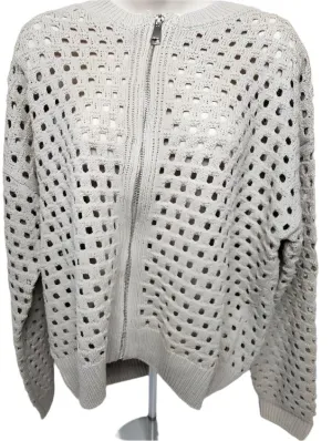 Cardigan Zipper Front Open Knit Stone Women's sw11355s