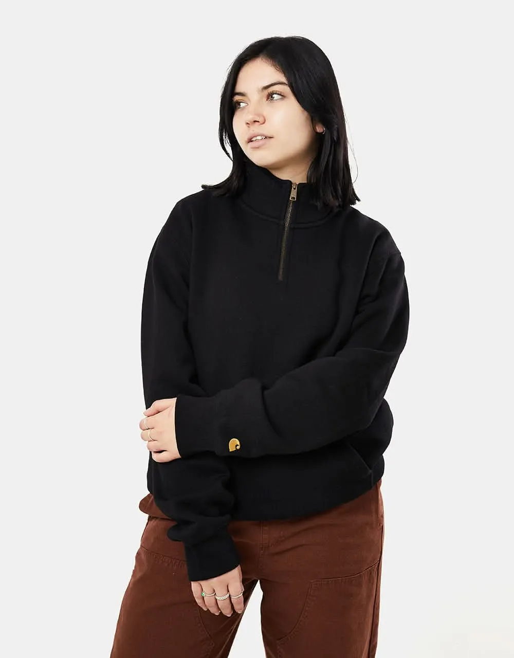 Carhartt WIP Chase Neck Zip Sweatshirt - Black/Gold