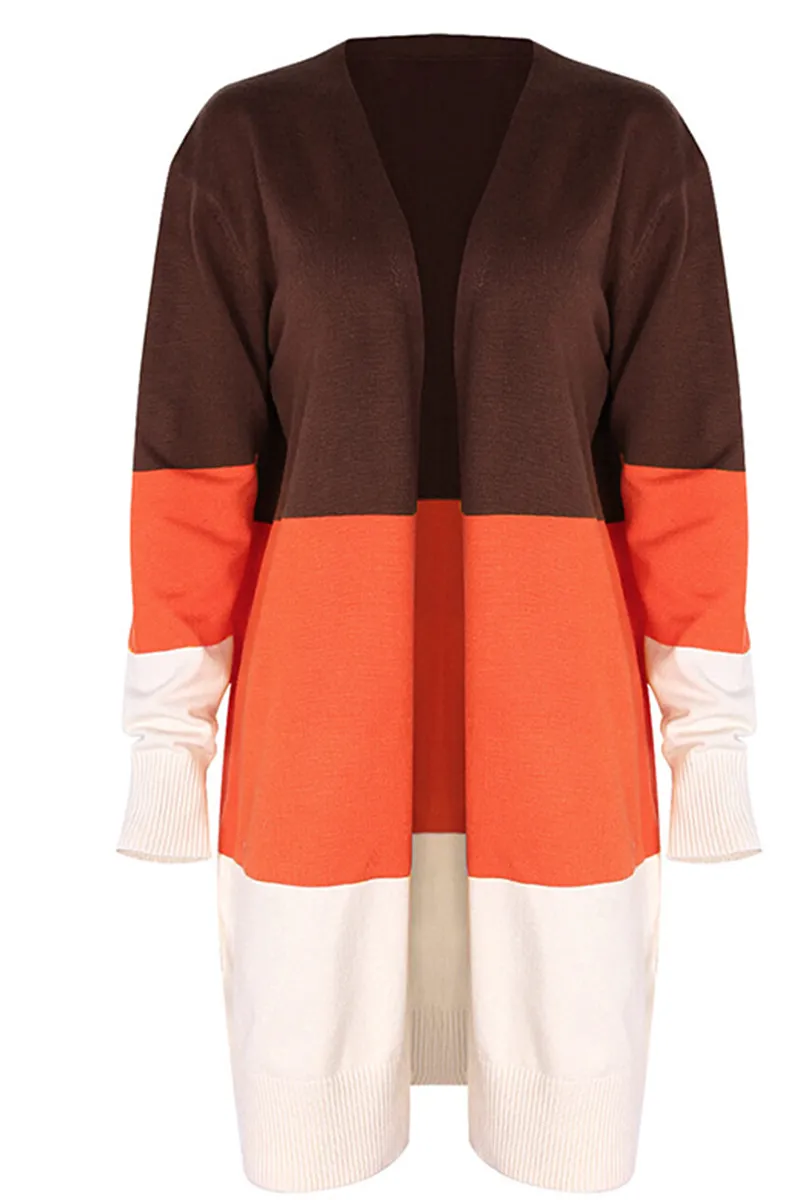 Casual Solid Patchwork Cardigan Collar Cardigans(6 Colors)