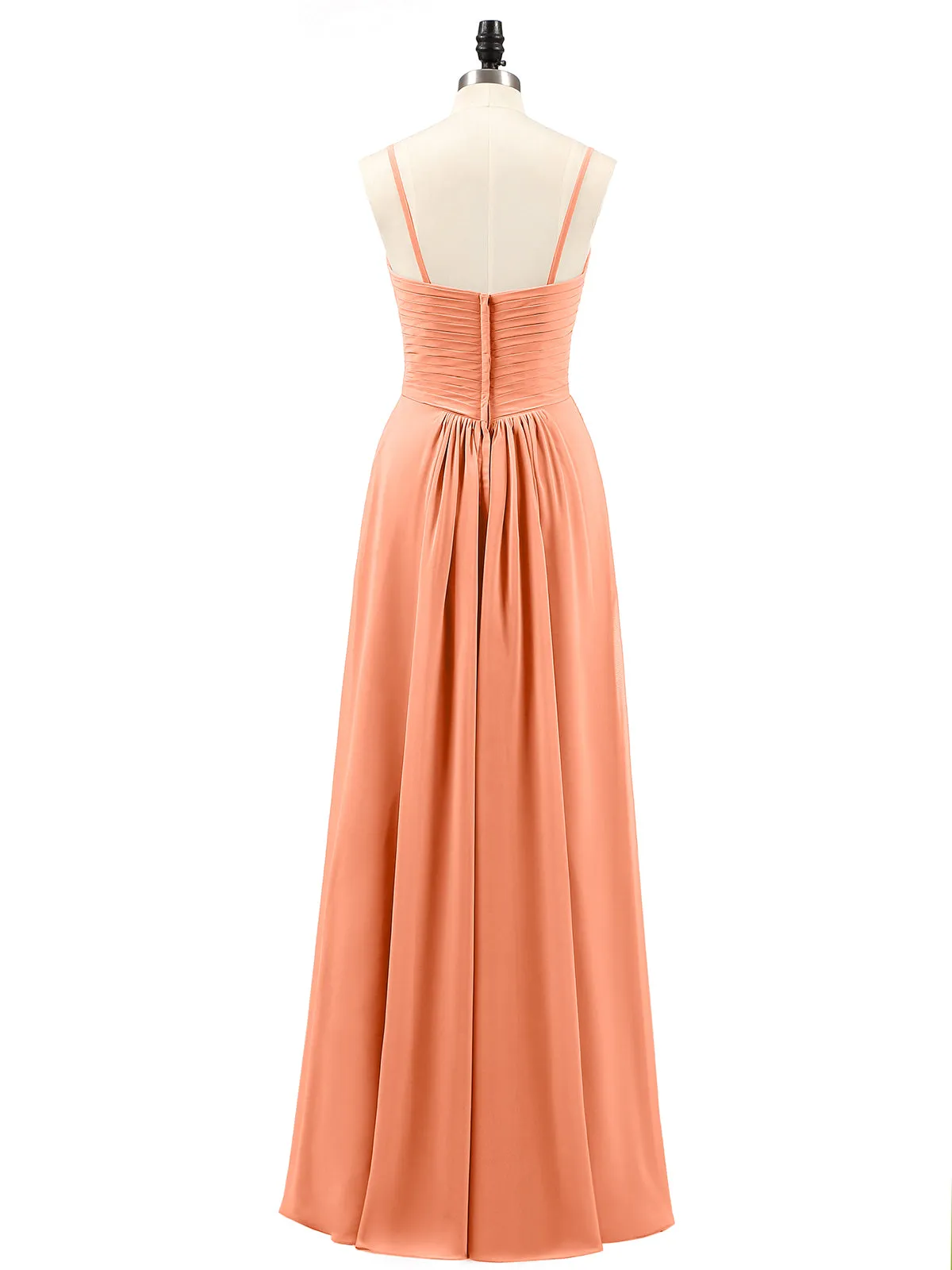 Chiffon Bridesmaid Dresses with Cascade Skirt-Papaya