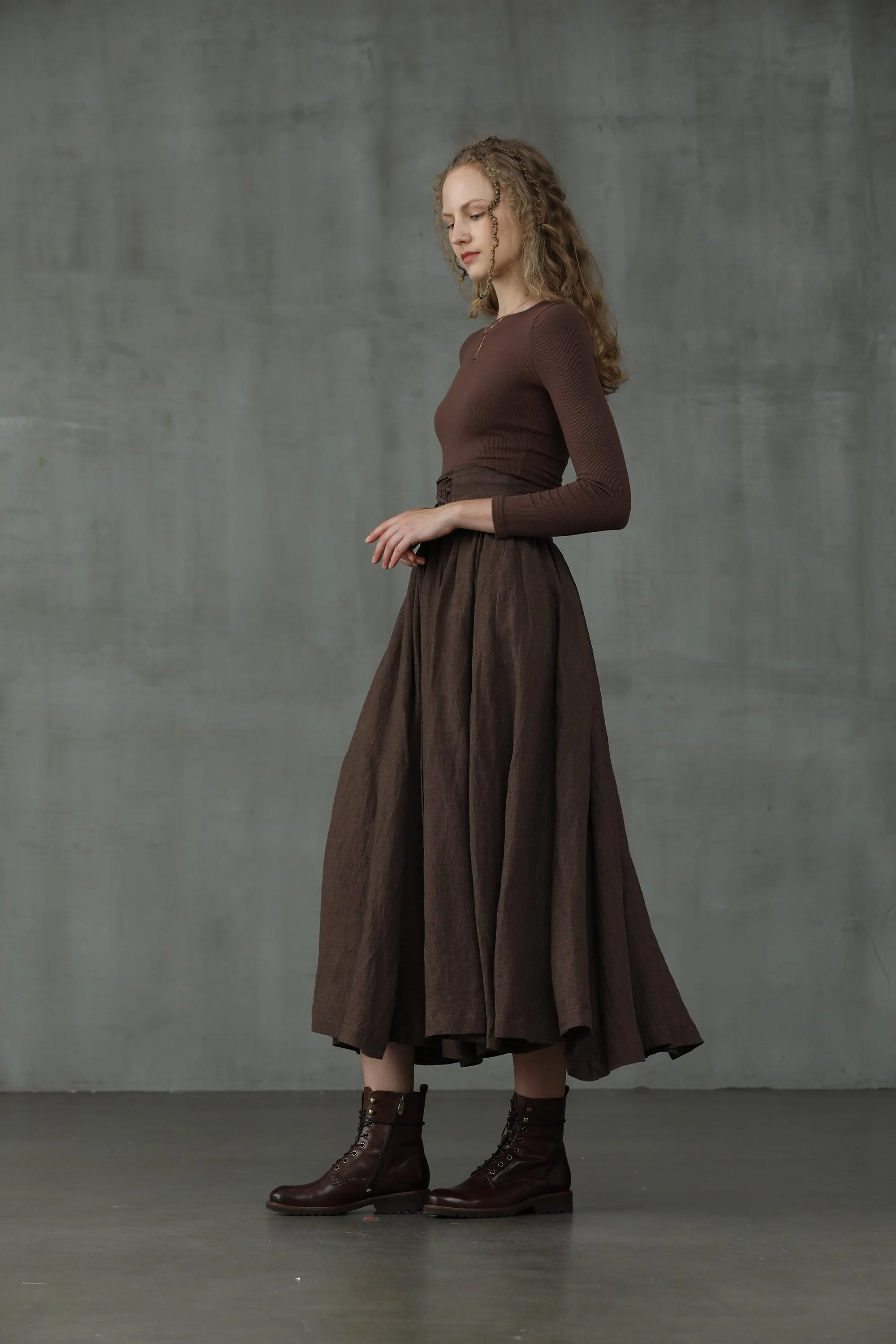 Christmas Tea Dance 5 | Lace-up Maxi Linen Skirt