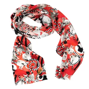 Conspiracy of Lemurs Print Silk Amelia Aviator Scarf