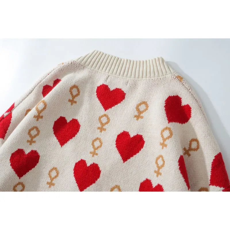 Couple Heart & Jack Knit Cardigan Sweater - Share Your Love for Blackjack in Style! ♠️❤️