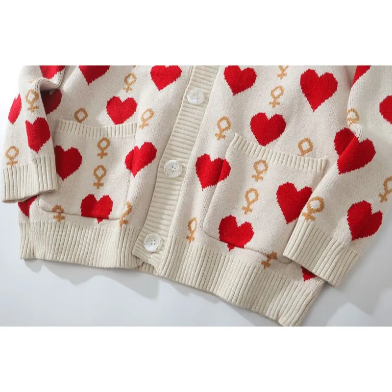 Couple Heart & Jack Knit Cardigan Sweater - Share Your Love for Blackjack in Style! ♠️❤️