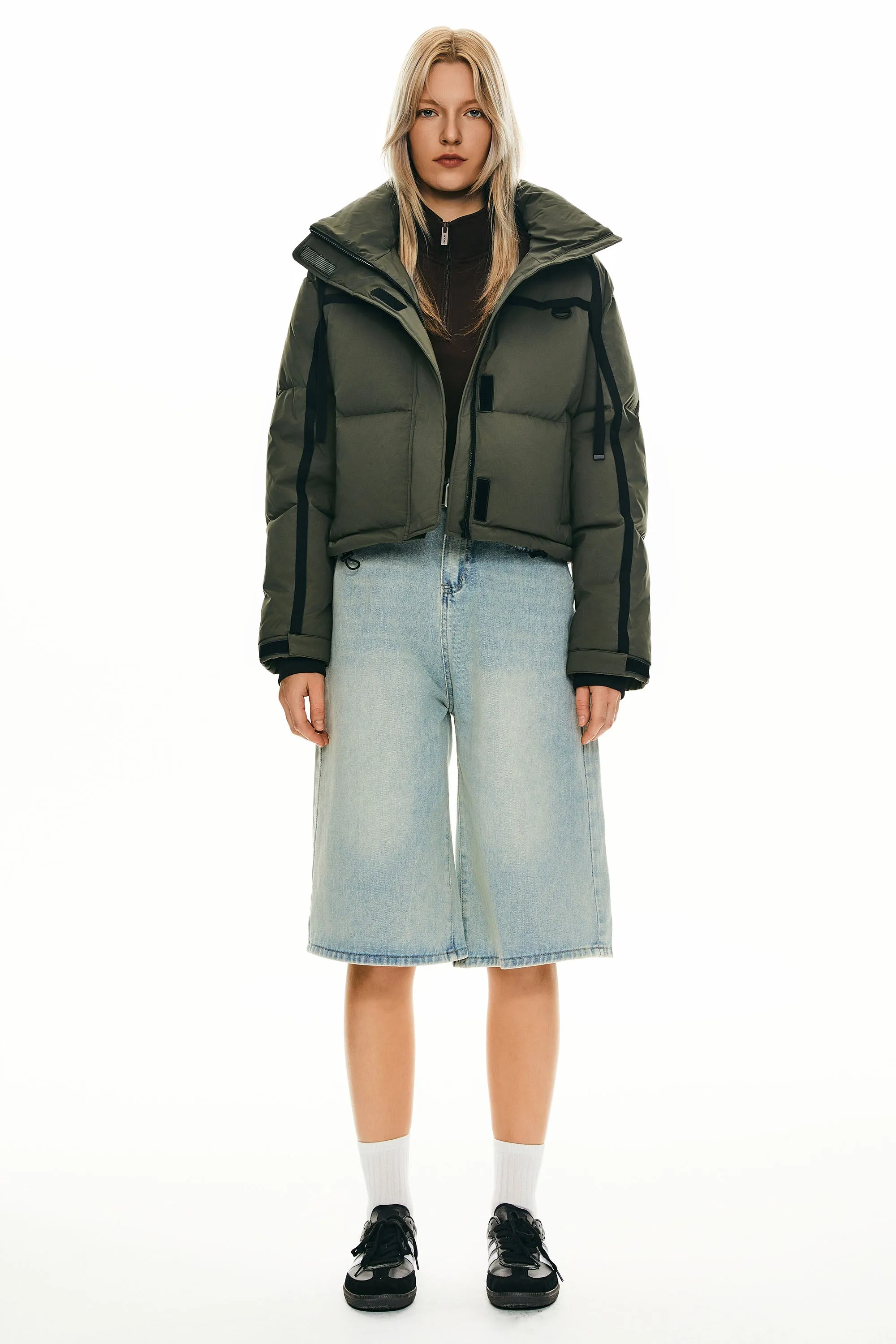 Cropped Puffer Jacket Winter Quilted