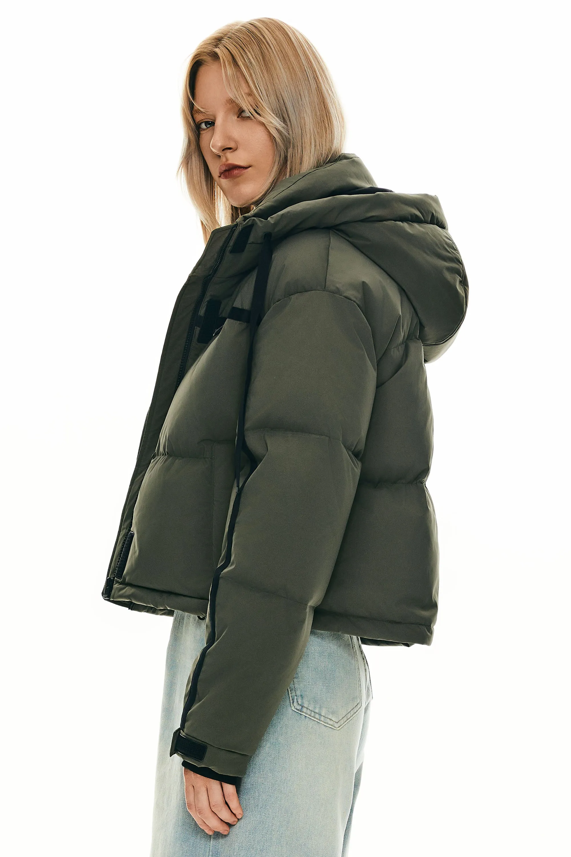 Cropped Puffer Jacket Winter Quilted