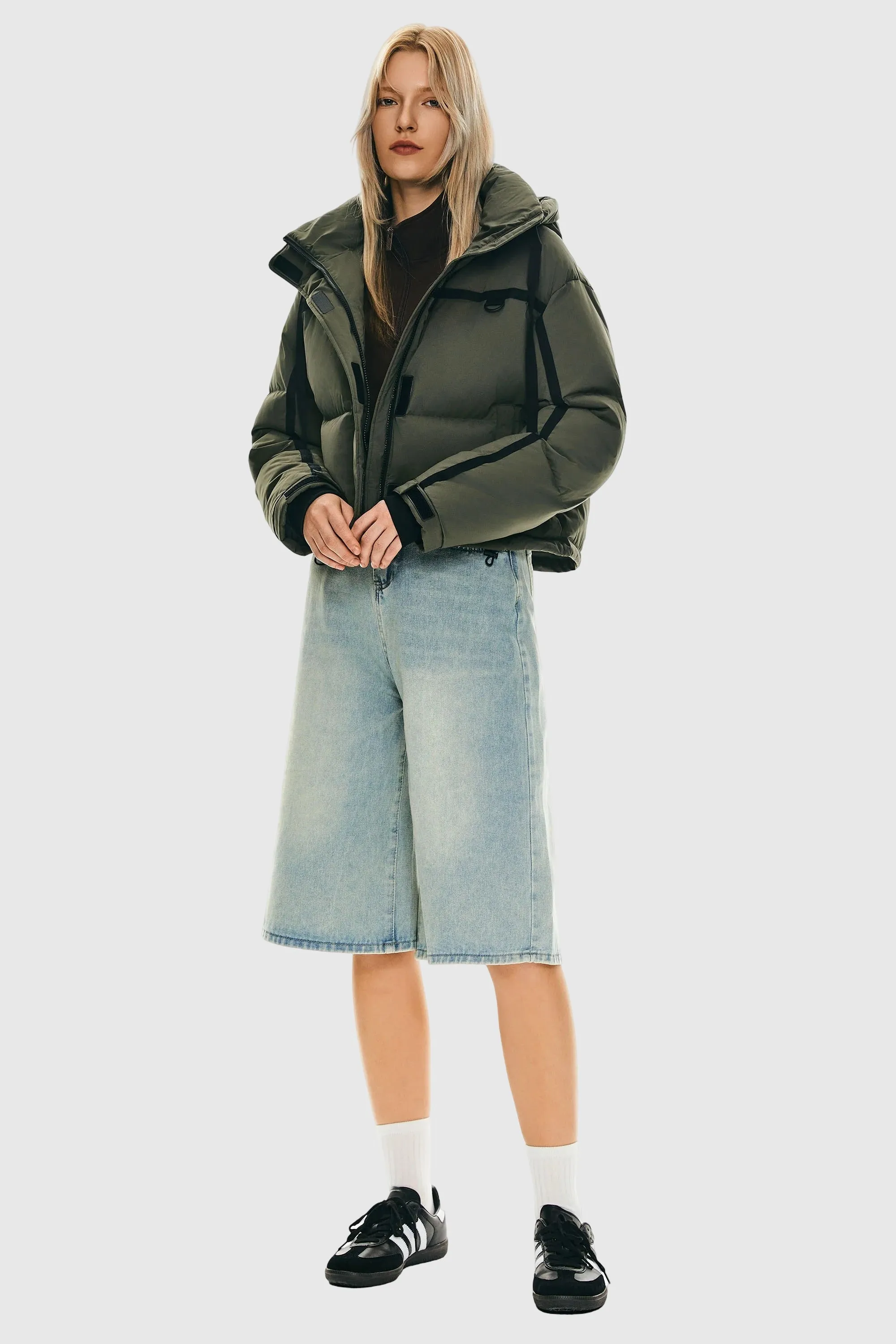 Cropped Puffer Jacket Winter Quilted