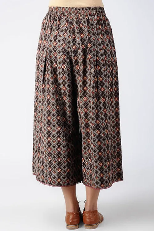 Dharan 'Tile Culotte' Brown Block Printed Culotte