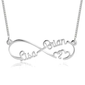 Double Heart Infinity Necklace Silver