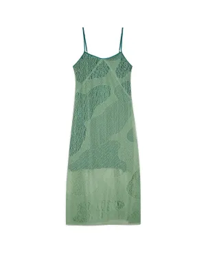 Engineered Cloud Mesh Slip Dress - Green