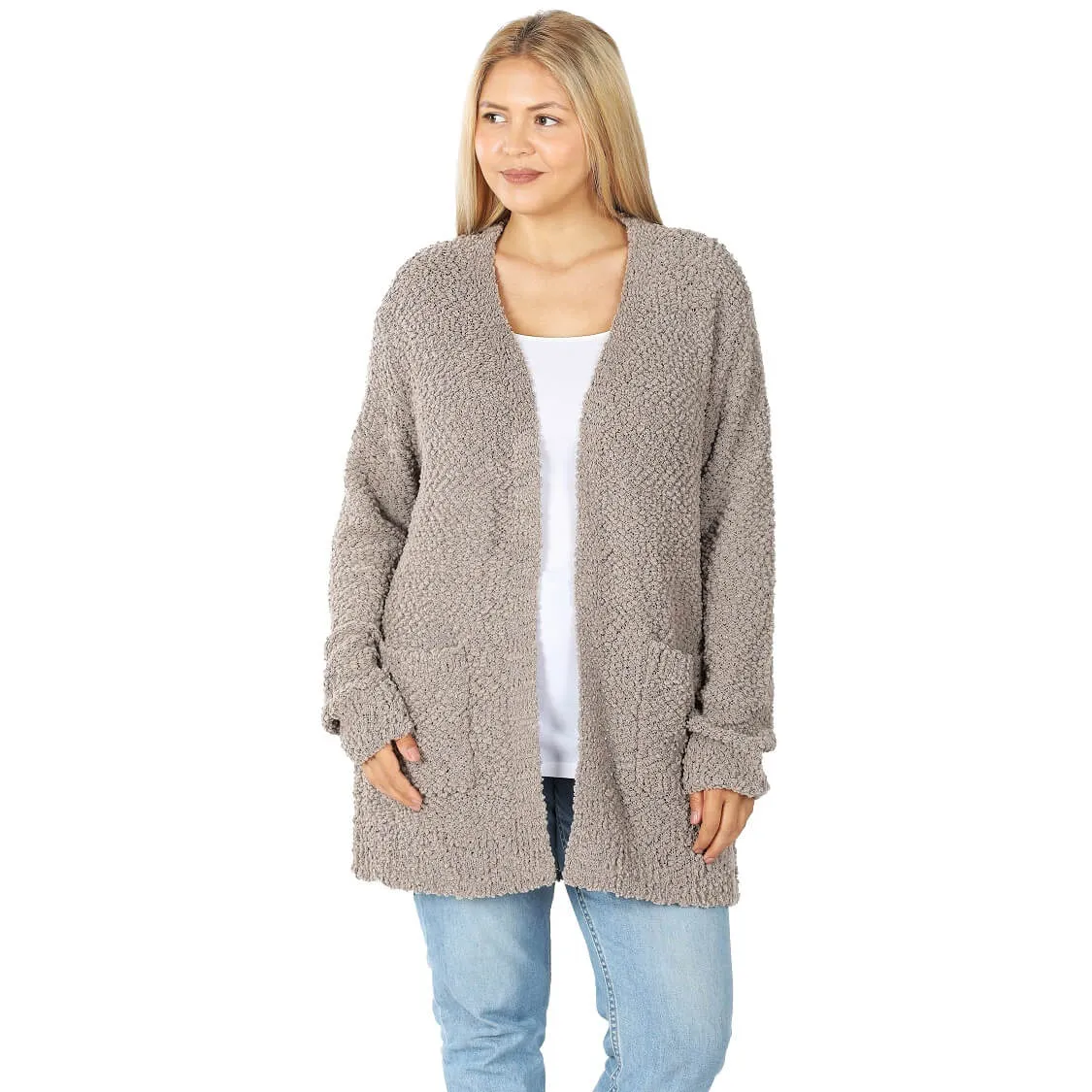 Everyday Open Front Popcorn Cardigan