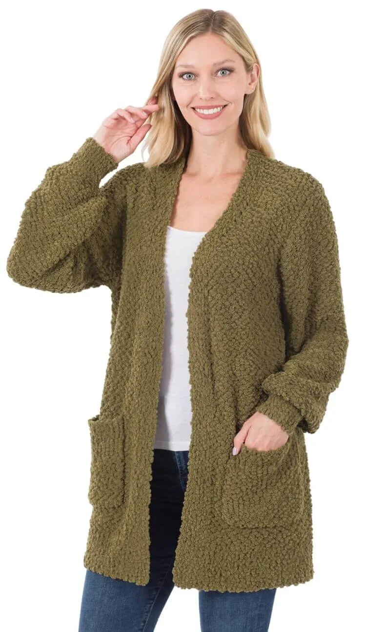 Everyday Open Front Popcorn Cardigan