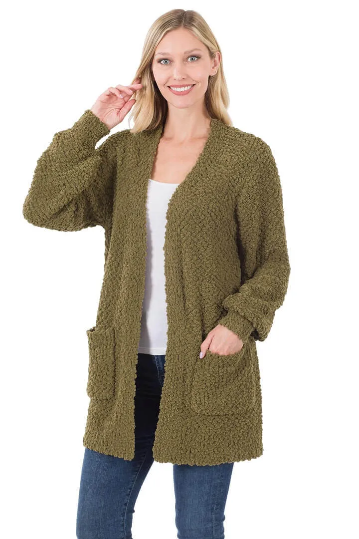 Everyday Open Front Popcorn Cardigan