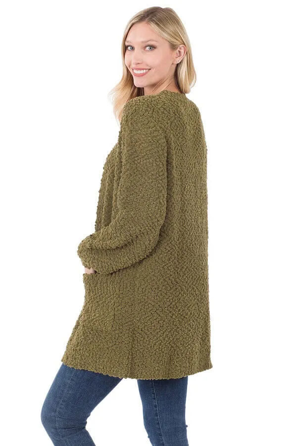 Everyday Open Front Popcorn Cardigan