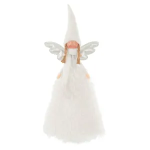 Fabric Christmas Tree Fairy Topper White Silver Long Robe 55cm