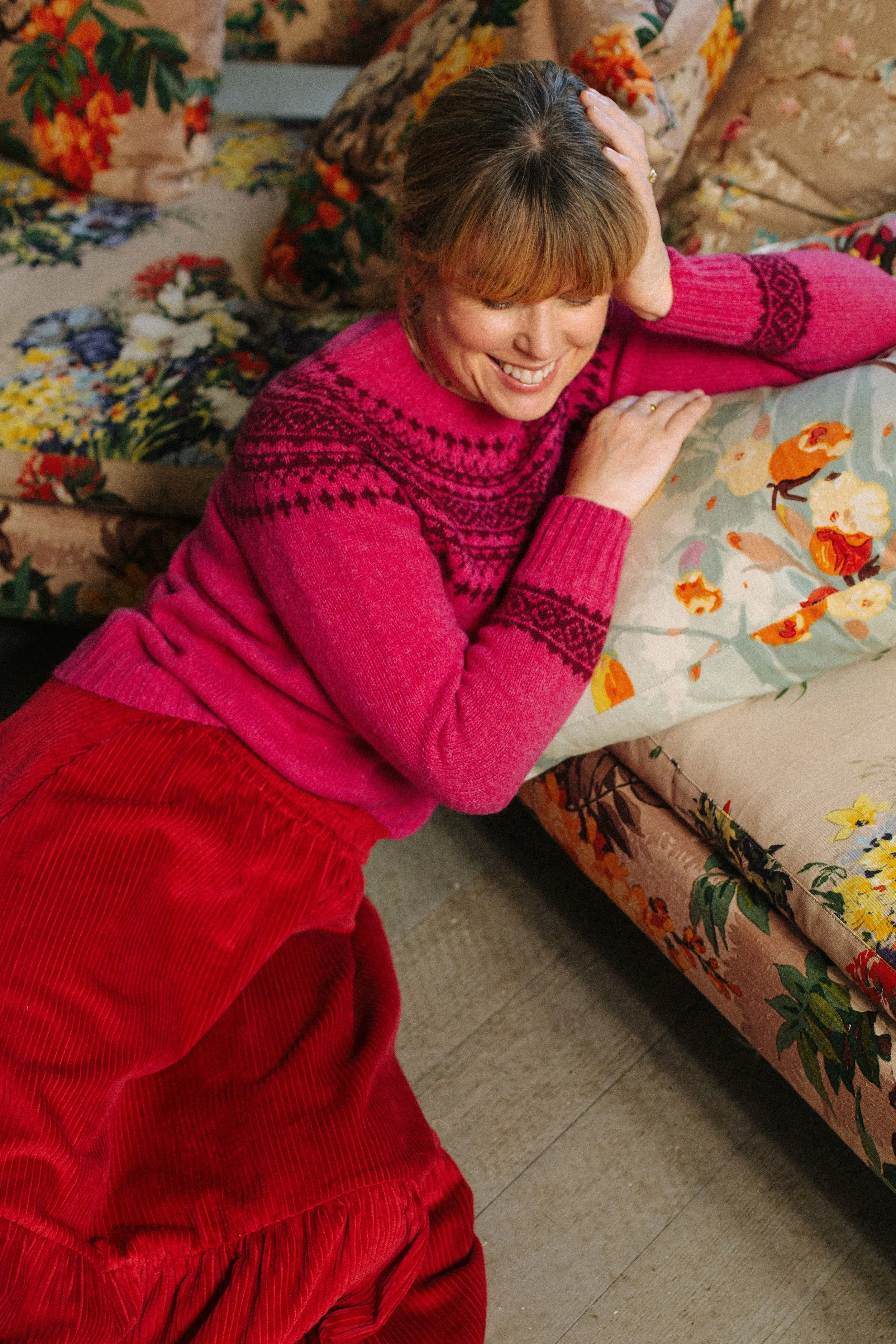 Fairisle Jumper in Magenta and Wine