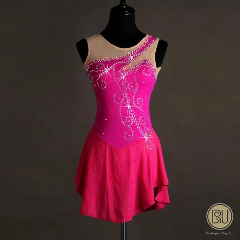 Figure Skating Dresses Rhinestones Magenta BSU6014